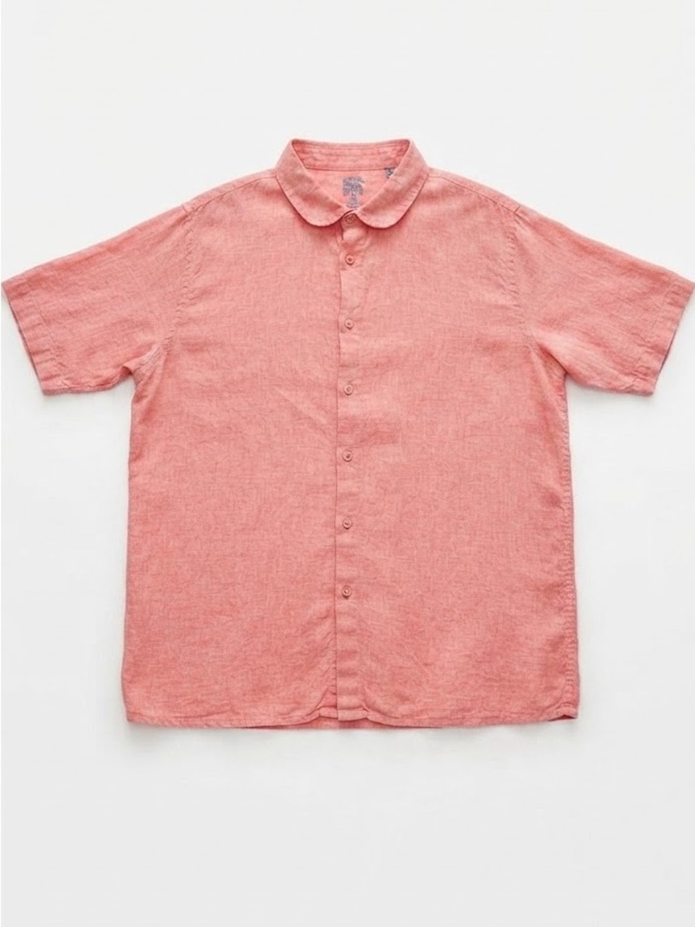 Raffi Men’s 100% Linen Short-Sleeve Button-Down Shirt in Salmon Size Large - Picture 5 of 11
